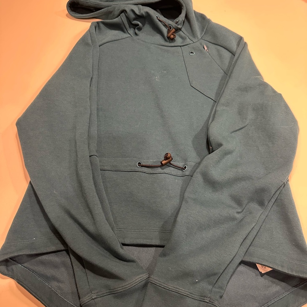 Teal Hooded Sweatshirt with Toggle Detail